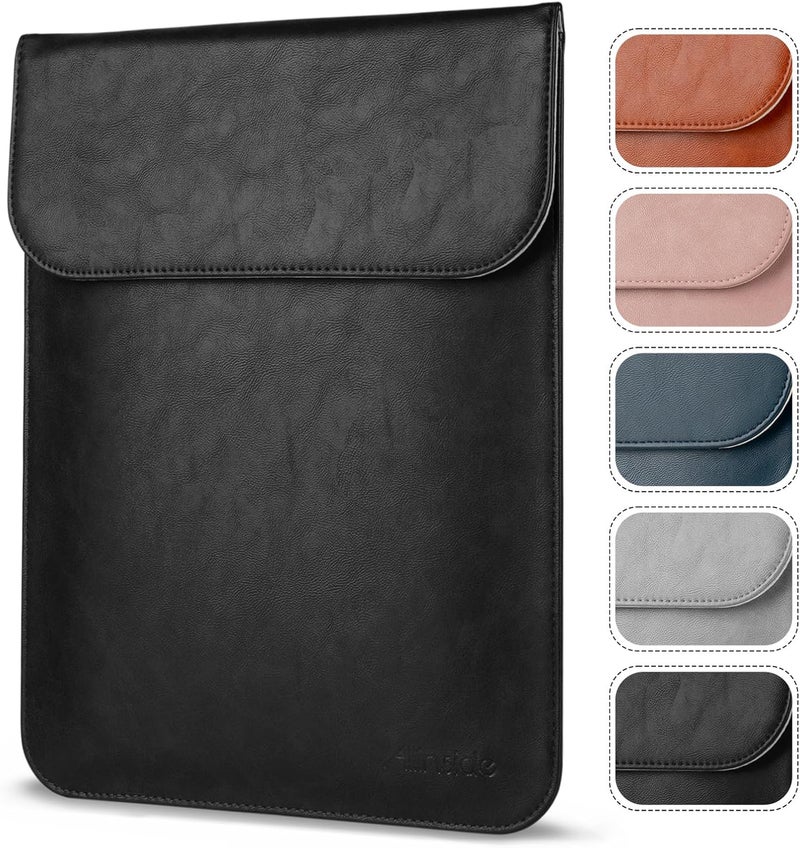 Allinside 11-12 inch Laptop Sleeve Case Compatible with MacBook Air 11 2010-2015/MacBook 12 2015-2017, Waterproof PU Leather Laptop Sleeve Bag Protective Vertical Case Cover, Black - Image 1